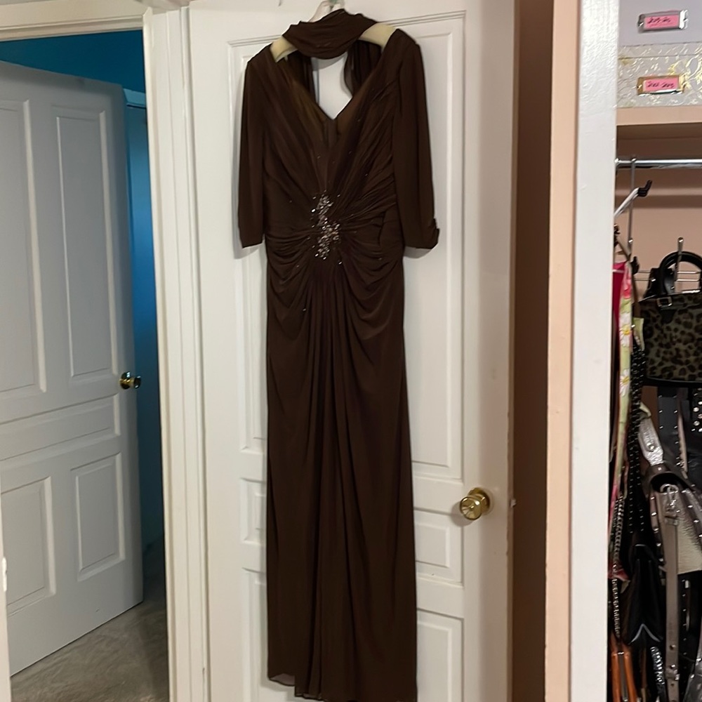 Chocolate brown mother of the bride evening dress